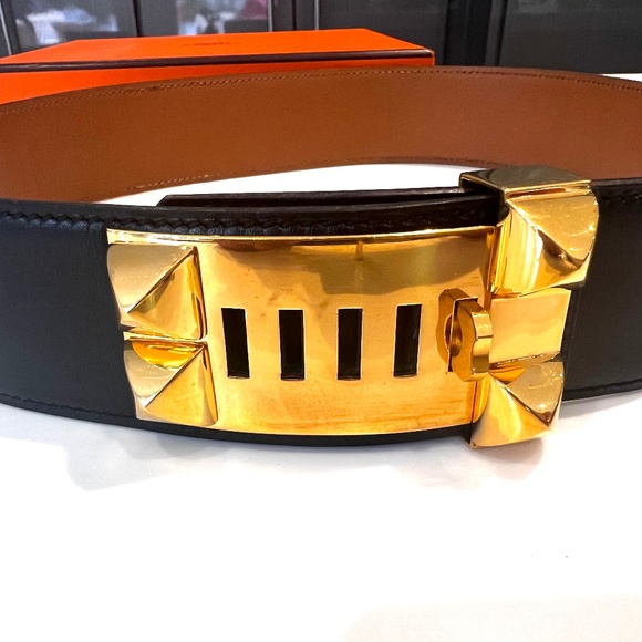 HERMES Accessories - HERMES BELT. collier de chein leather belt